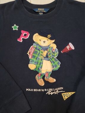 Ralph Lauren Sz 6 Navy Embroidered Bear Sweatshirt